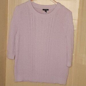 Lands' End Plus Lavender Purple Cable Knit 3/4 Sleeve Summer Sweater 1X